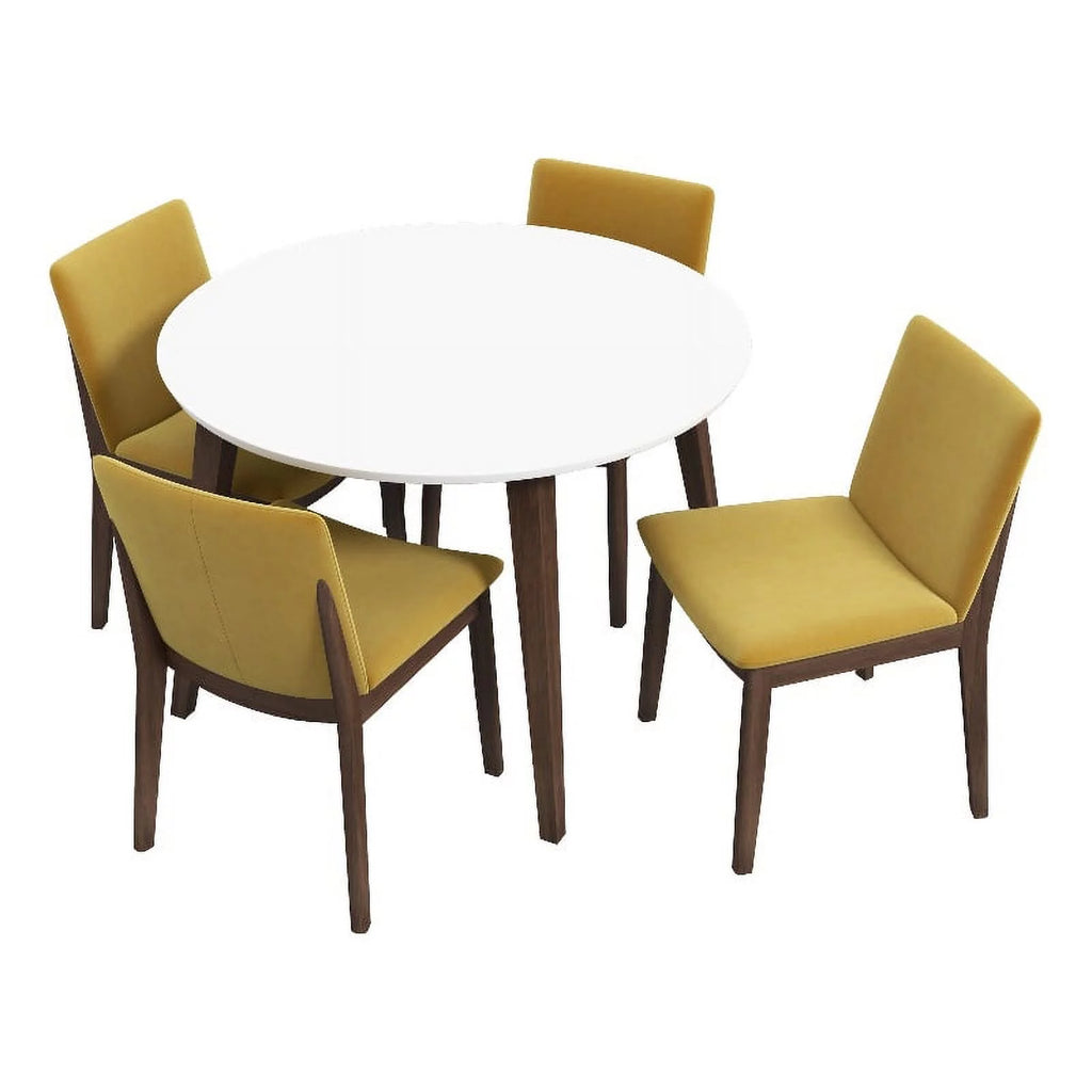 White Round Dining Table and 4 Chair Set P470
