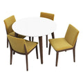 White Round Dining Table and 4 Chair Set P470