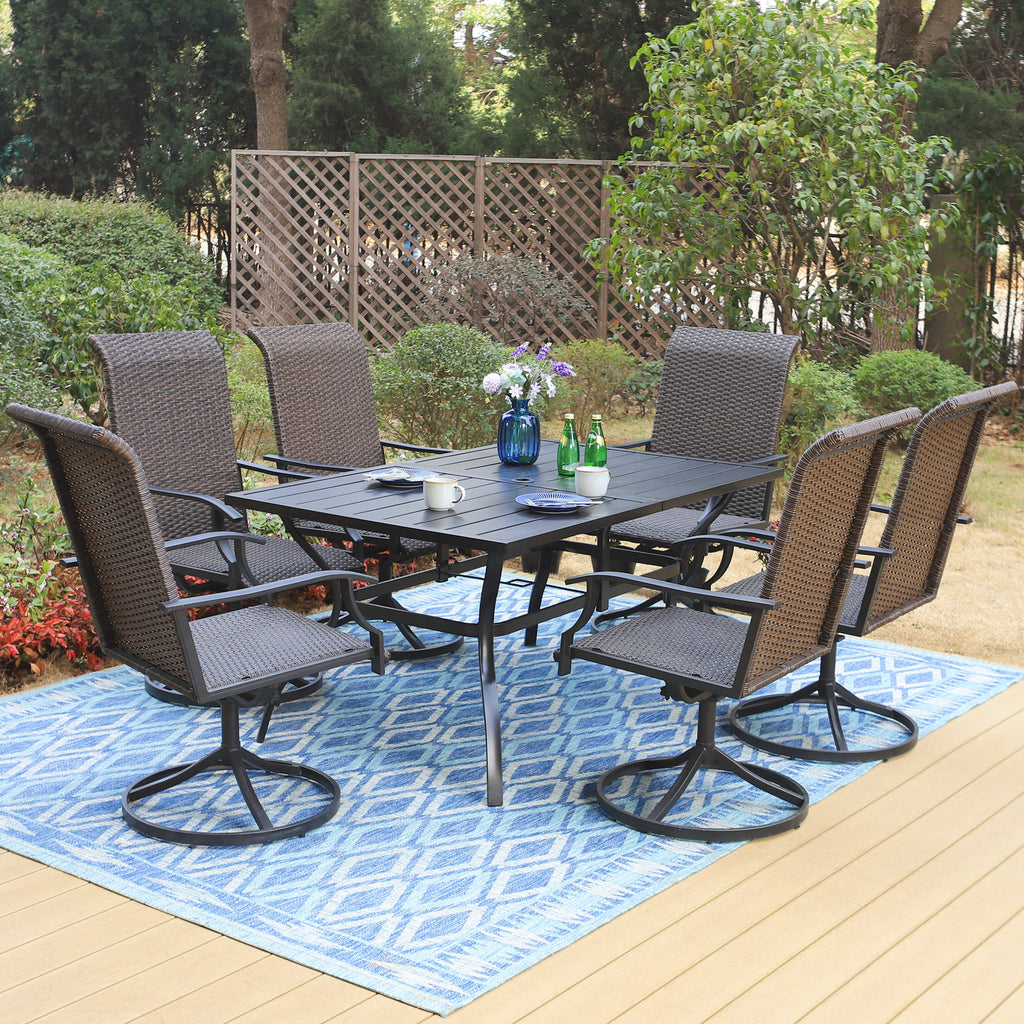 Brown Wicker Swivel Patio Dining Chairs F3193