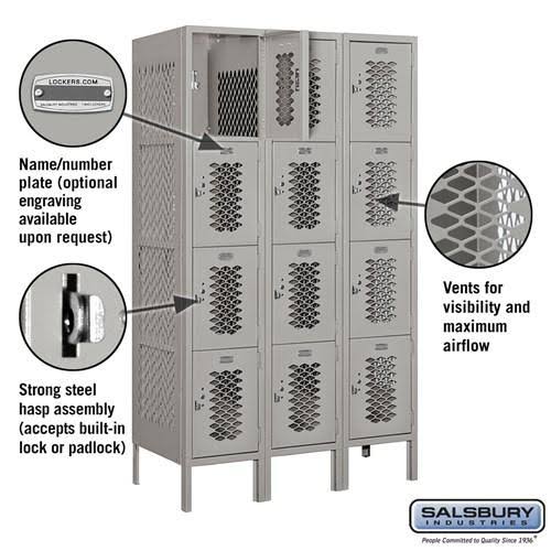 Gray 12x22 Wide Four Tier Vented Metal Locker Z7398