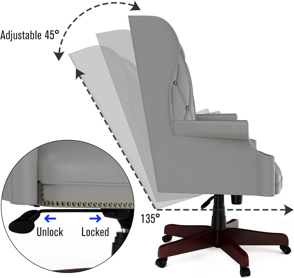Gray High Back PU Leather Office Chair with Caster Wheels Z5928