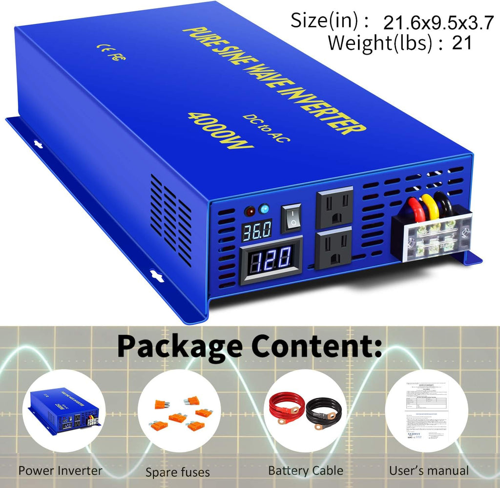 4000 Watt Pure Sine Wave Inverter 36V DC to 120V AC F43567