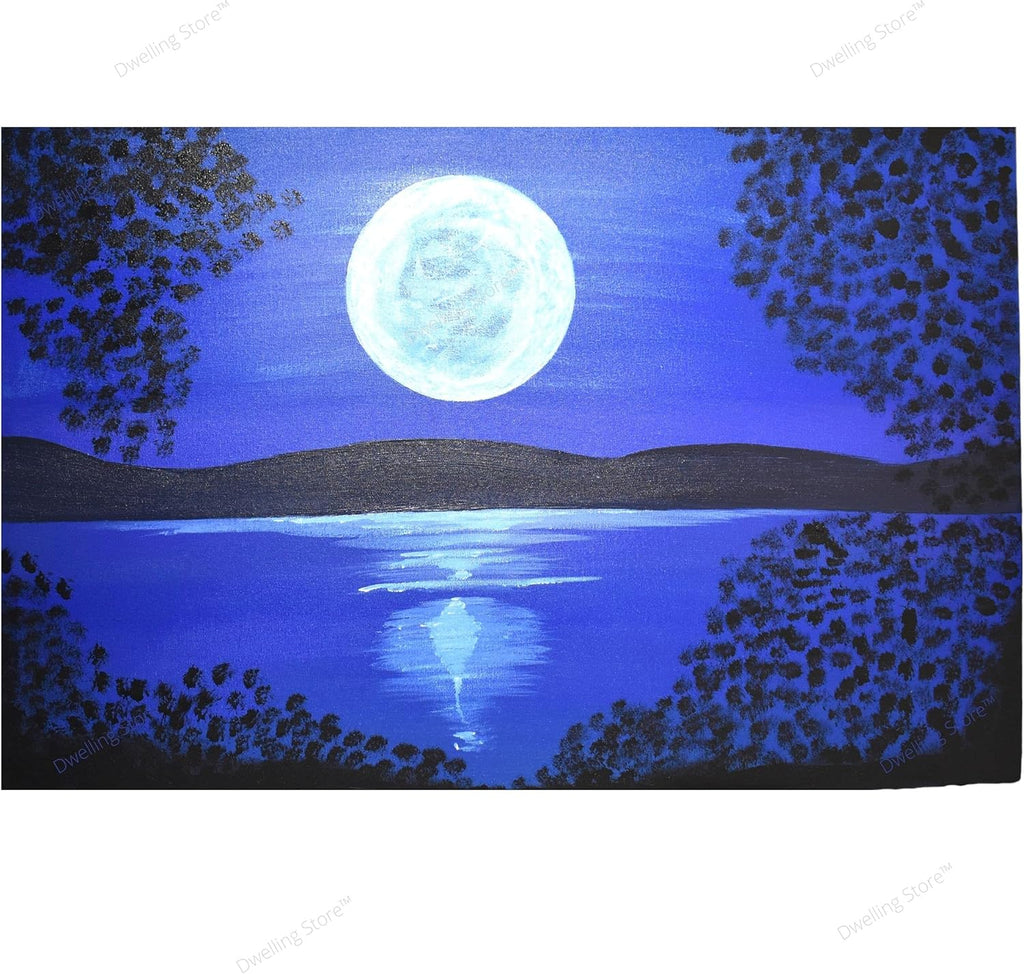 Canvas Wall Art Moon Picture Painting 36x24 Inches B4681