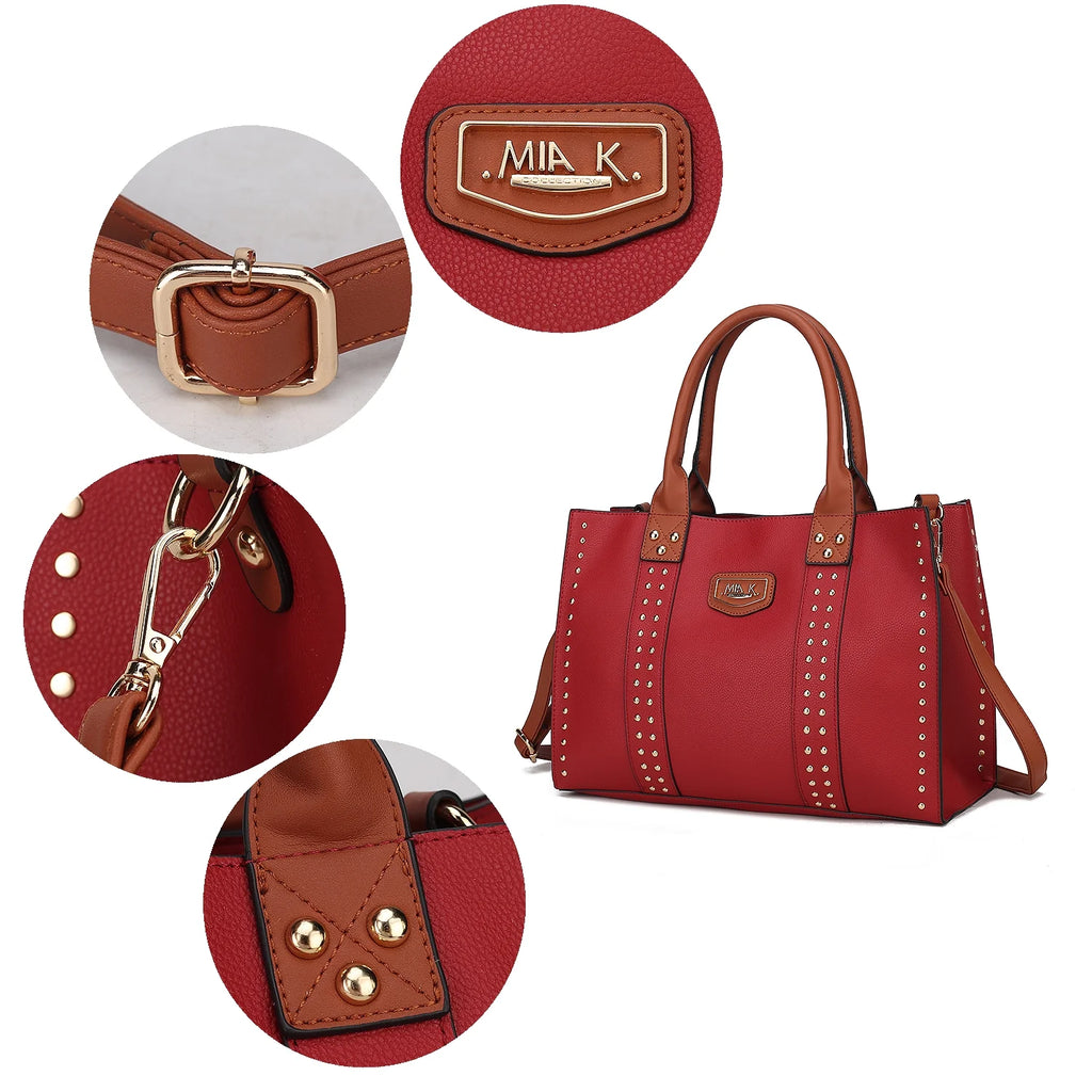 Navy Faux Leather Tote Bag and Wallet Set, 2-Piece T509
