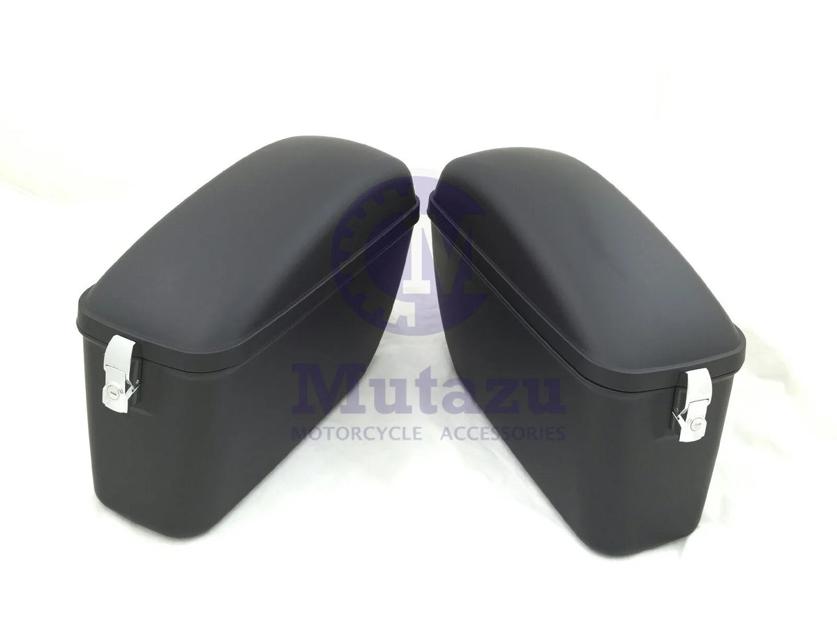 Matte Black Hard Motorcycle Saddle Bags B8478