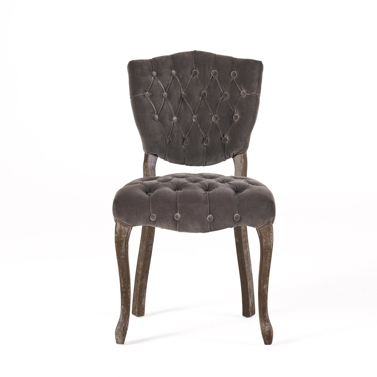 Charcoal Velvet Tufted Dining Chairs Set of 2 L4142