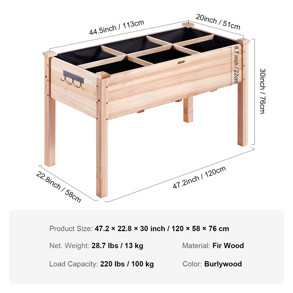Wooden Raised Garden Bed with Non-Woven Liner C266