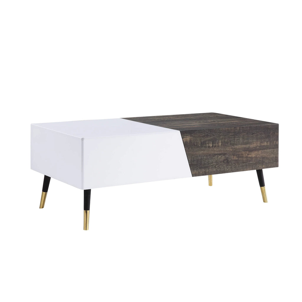 White High Gloss Rustic Oak Coffee Table Q720340
