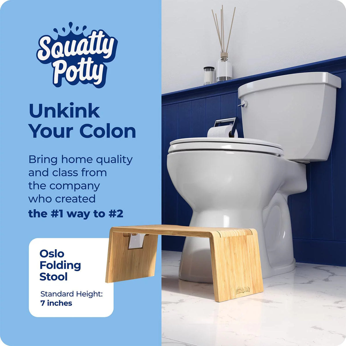 Folding Bamboo Toilet Stool 7 Inches N500392