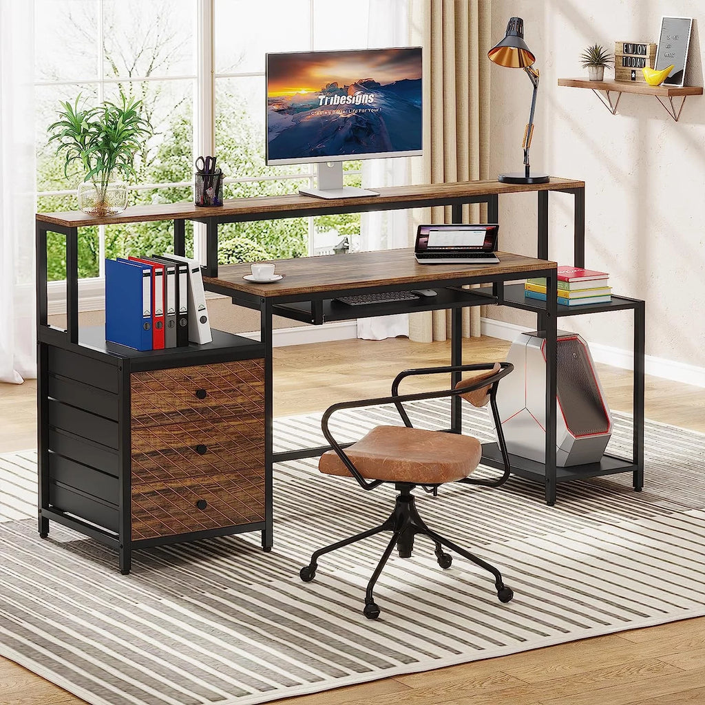 63 inches Computer Desk with 3 Drawers W6790
