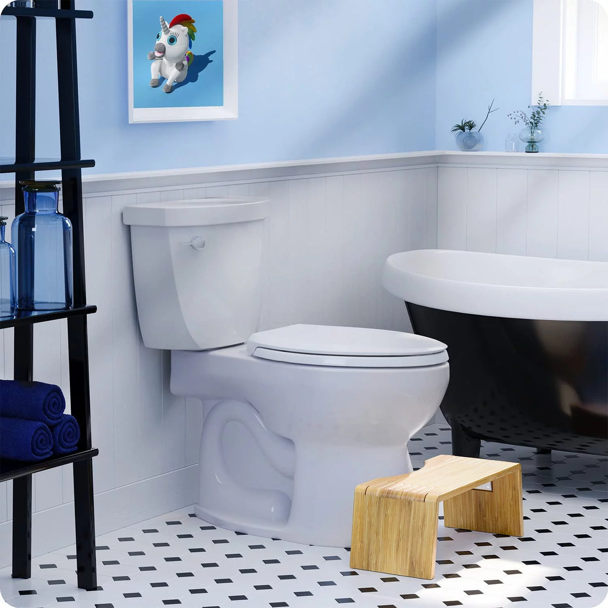 Folding Bamboo Toilet Stool 7 Inches N500392