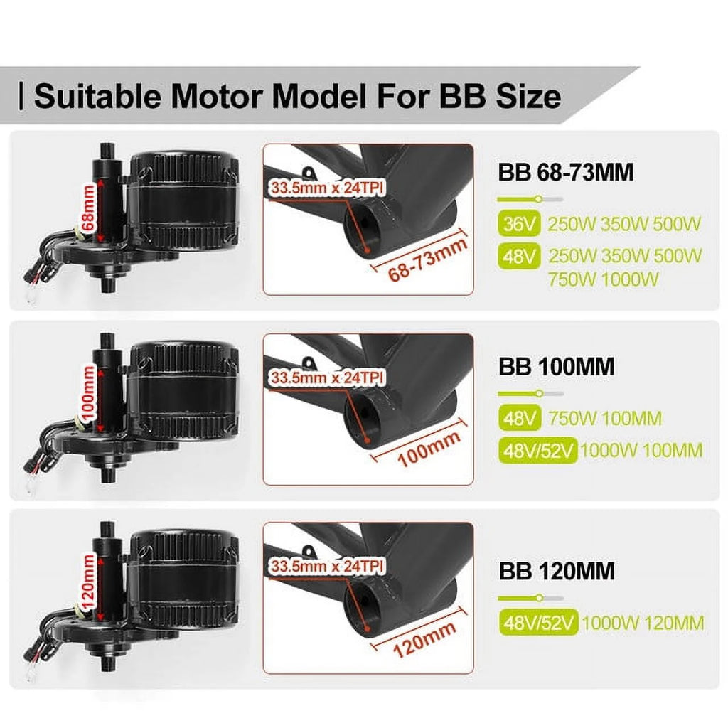 48V 1000W Bafang Mid Motor EBIKE Conversion Kit 68-73mm J315906