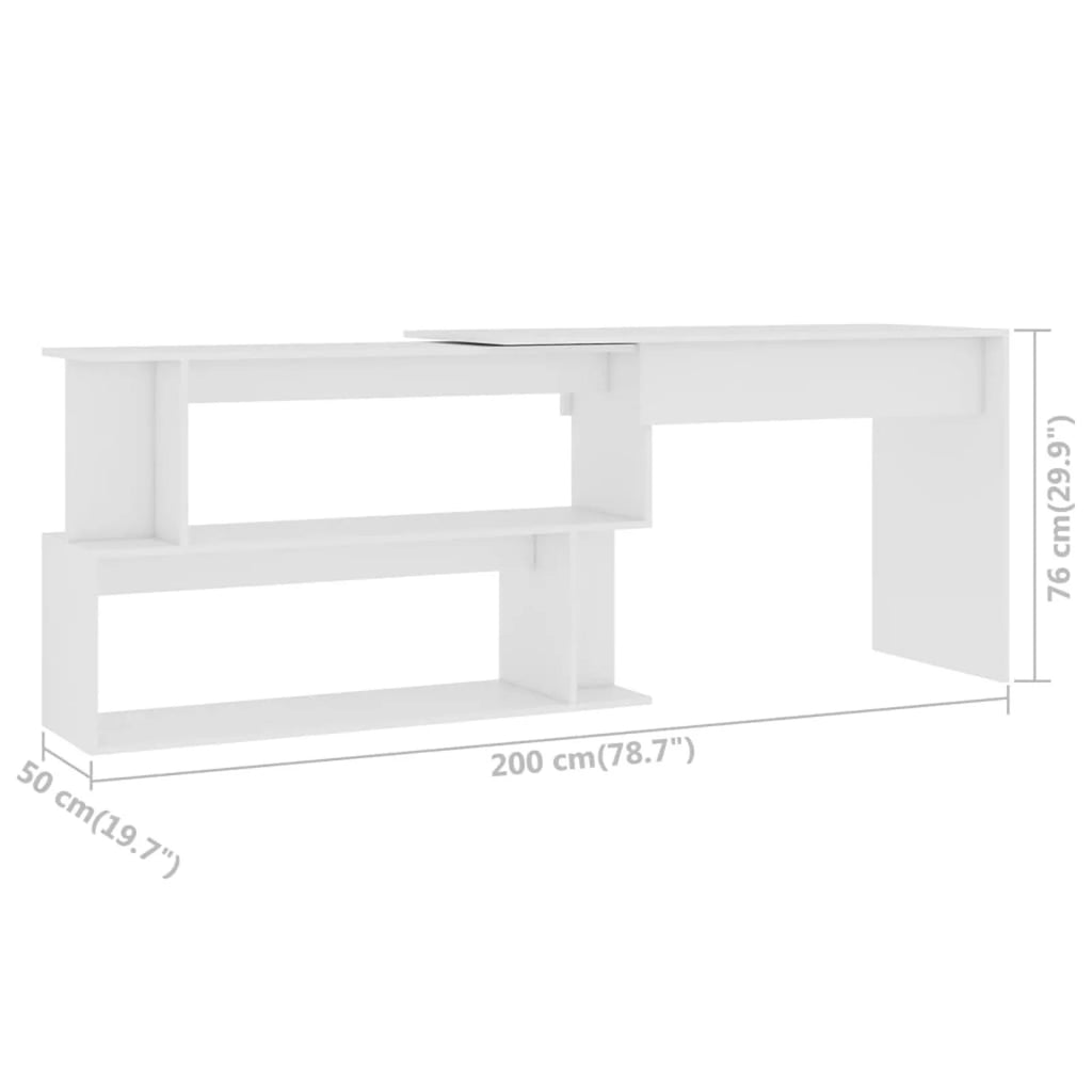 White Engineered Wood Corner Desk O279814