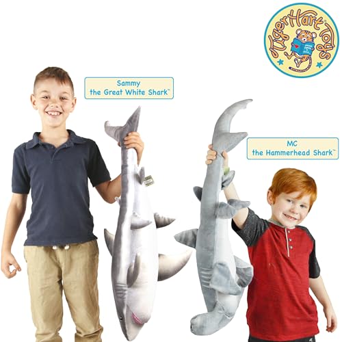 34 Inch Long Great White Stuffed Animal Plush D9000