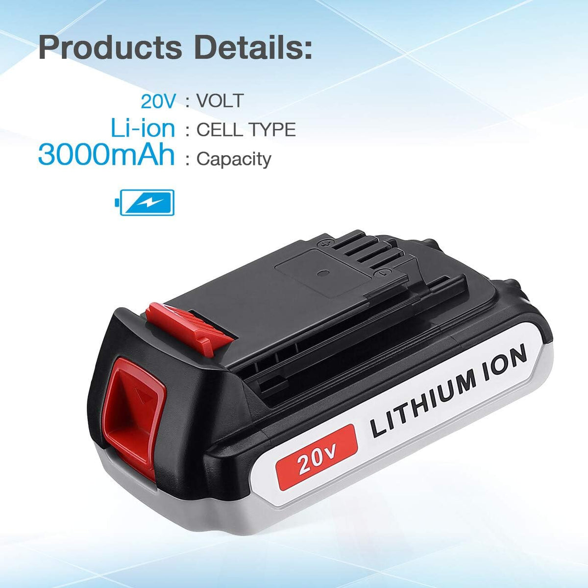 2 Pack 3.0Ah Battery and Charger for 20V MAX I7872