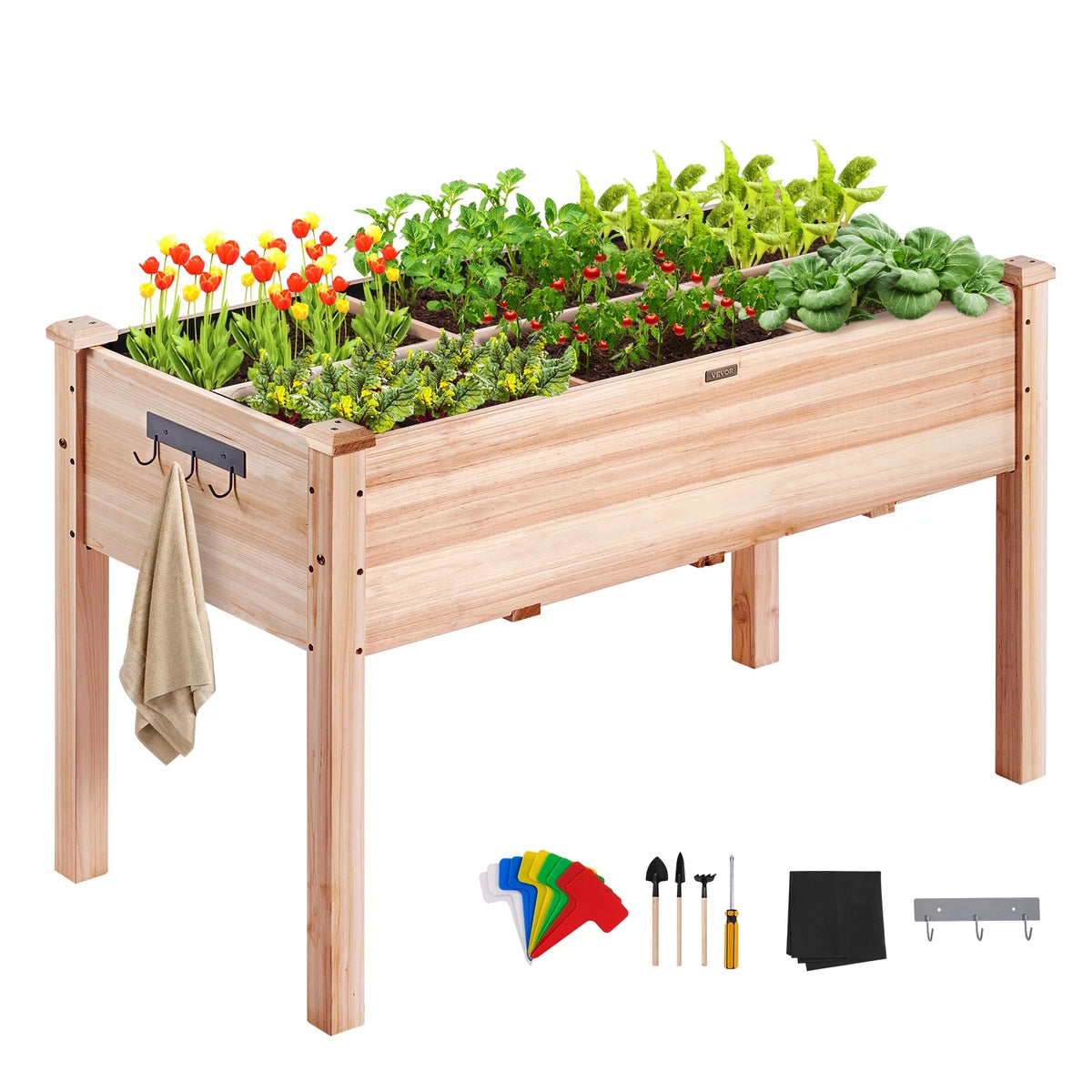 Wooden Raised Garden Bed with Non-Woven Liner C266