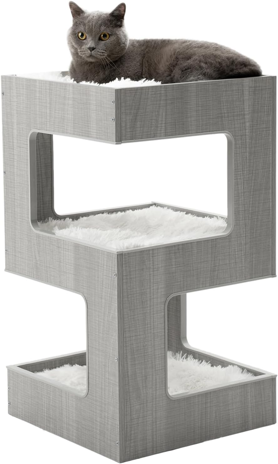 27.5 Inch Multi-Level Cat Tree with Removable Soft Blanket C100