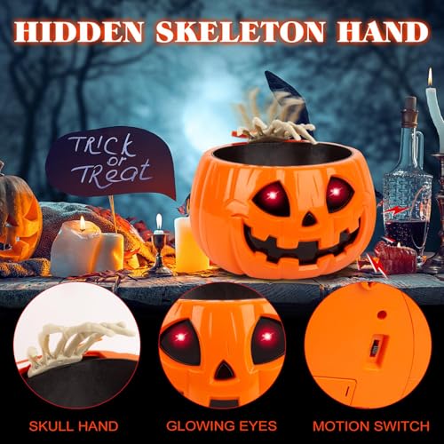 Motion Activated Pumpkin Candy Bowl with Creepy Sound Y59405