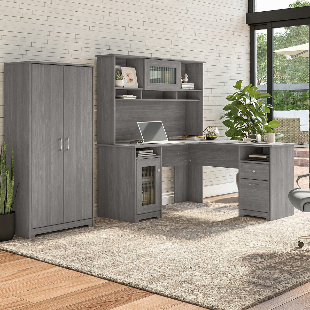 Tall Storage Cabinet with Doors in Modern Gray K447