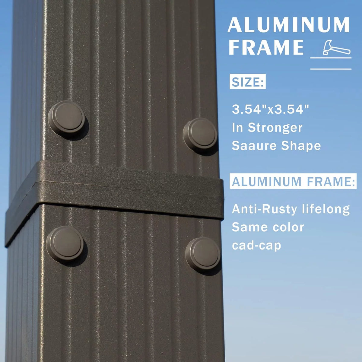 Extra-Large Gray Aluminum Frame Pergola with Sunshade Canopy 10' x 13' Burgundy S721255