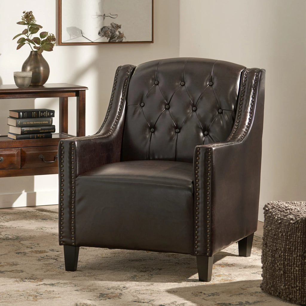 Brown Bonded Leather Club Chair R948