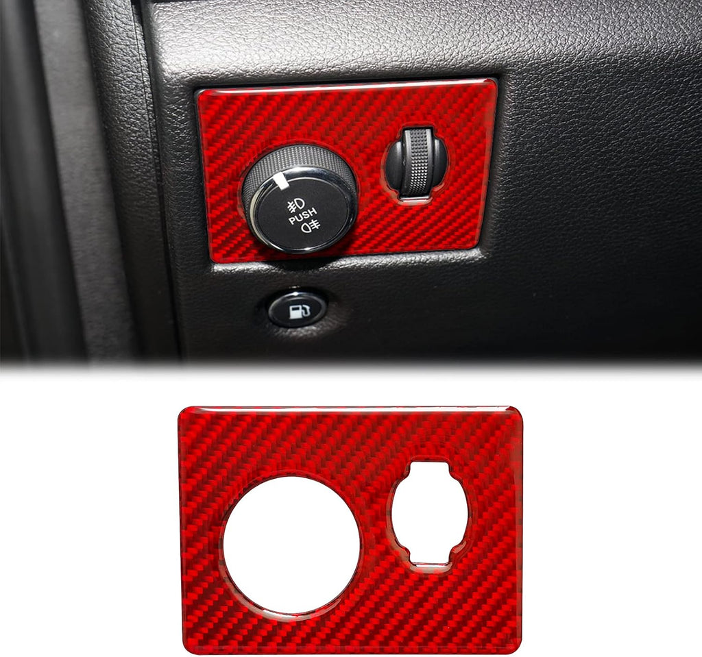 Red Carbon Fiber Headlight Switch Panel Cover Trim Sticker for Jeep Grand Cherokee 2014-2020 1PCS G849
