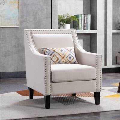 Beige 100% Linen Armchair J9526