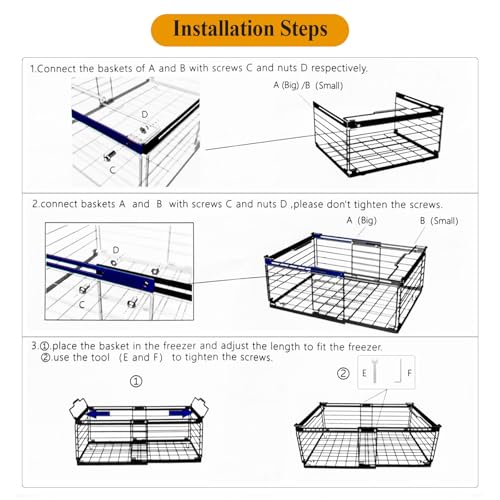 2 Pack Stackable Large Metal Freezer Organizer Bins Y172340