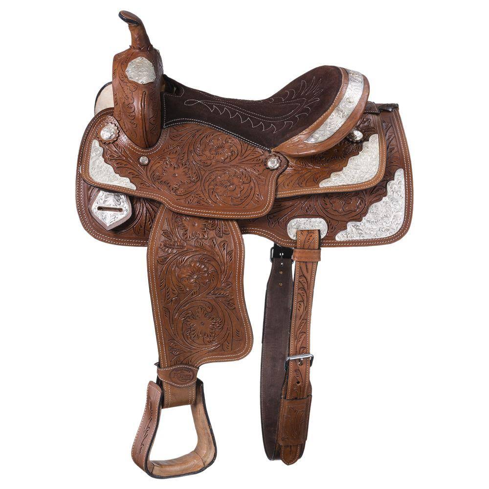 Western Saddle Tooling Suede Seat 17x22 Dark Oil H40141