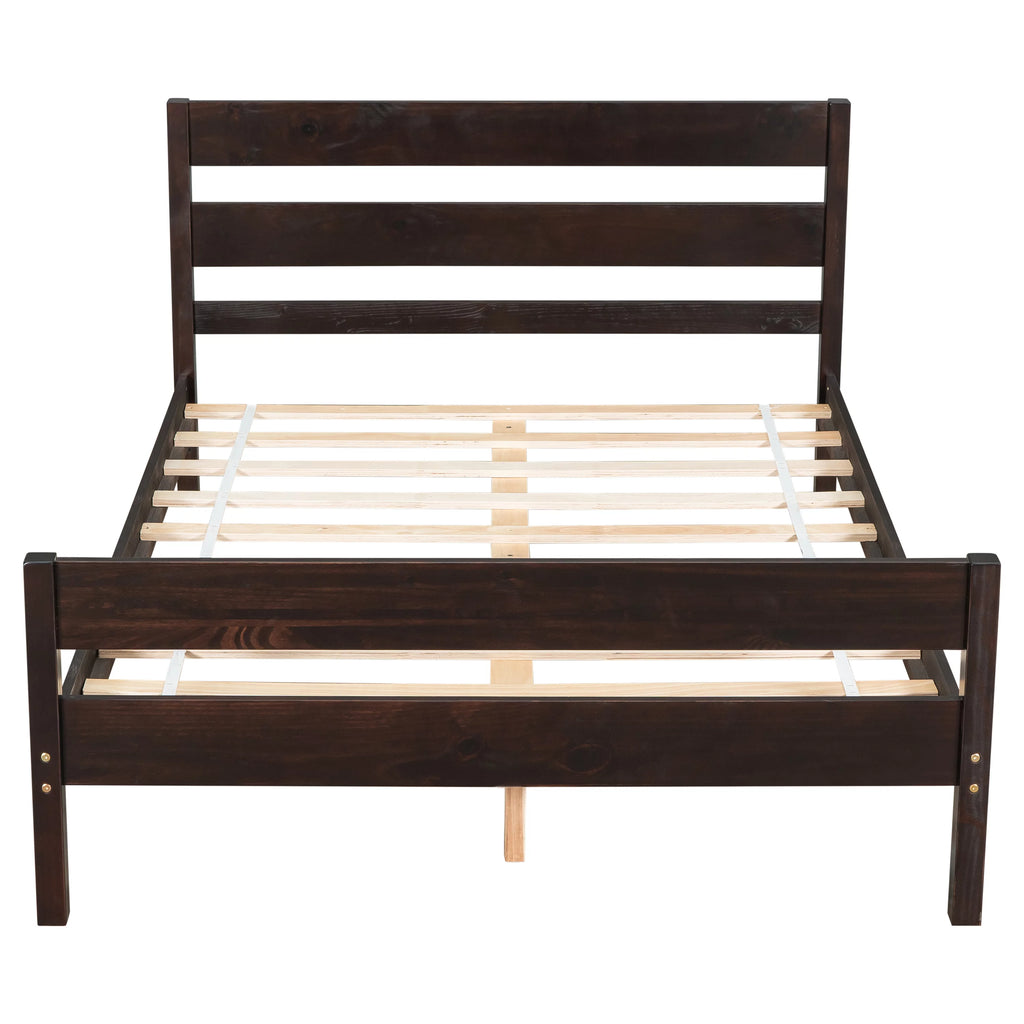 Full Espresso Platform Bed Frame with Headboard and Under Bed Storage W95631