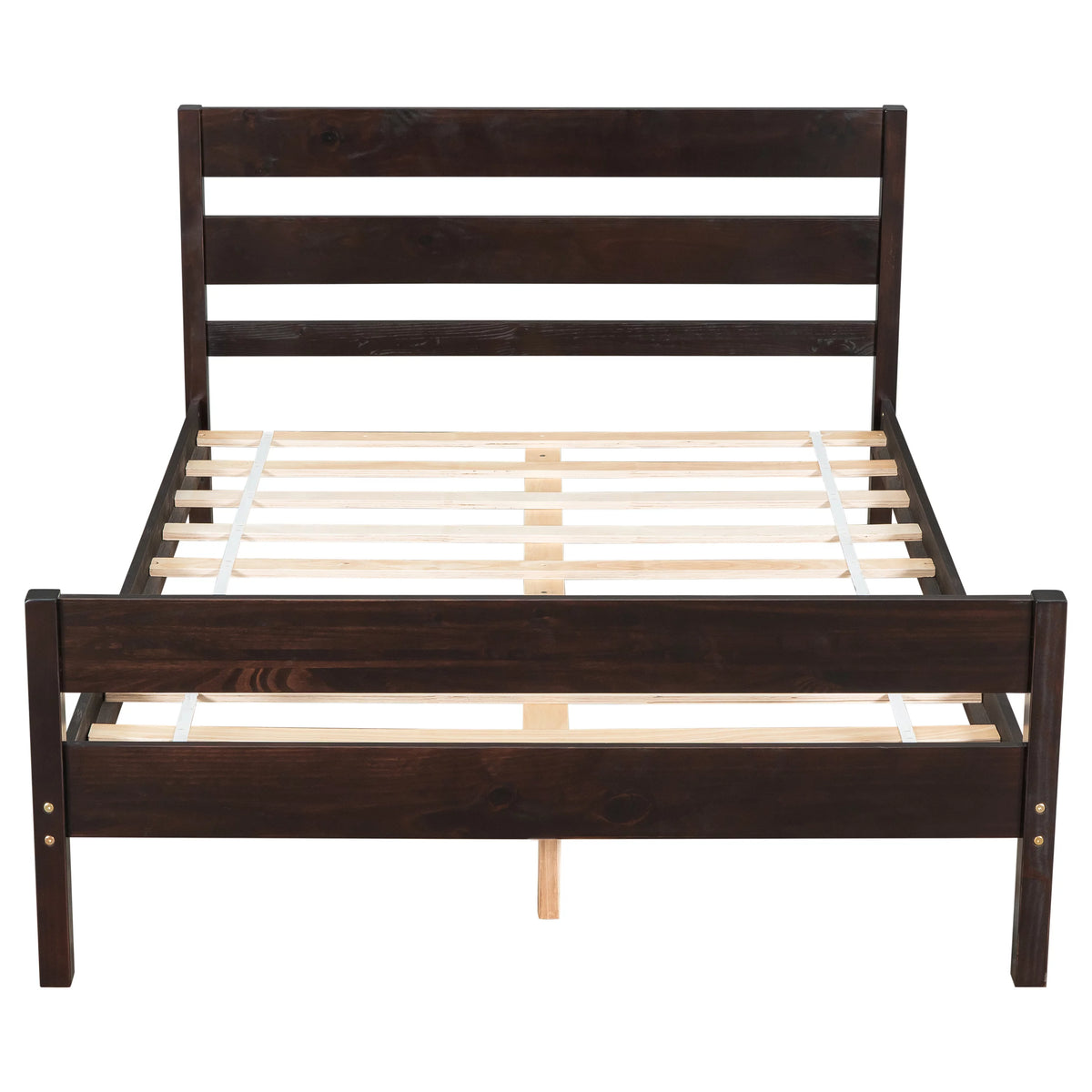 Full Espresso Platform Bed Frame with Headboard and Under Bed Storage W95631