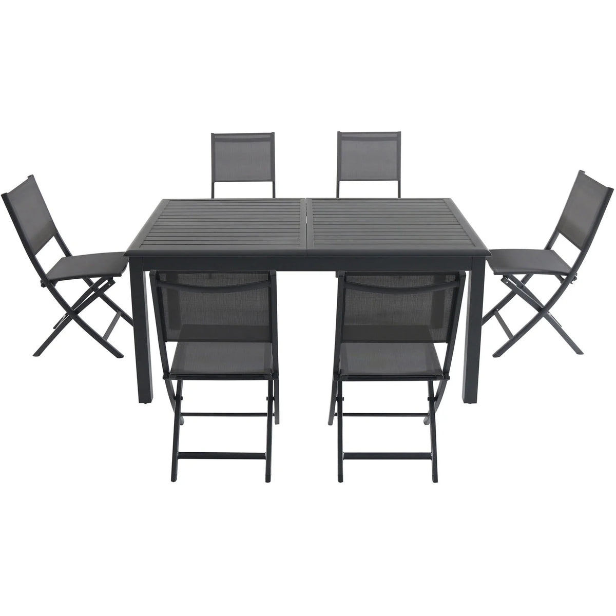 7-Piece Expandable Dining Set with 6 Folding Sling Chairs K826