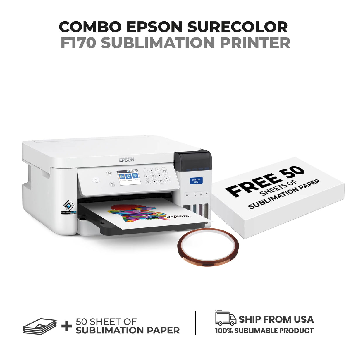 Dye Sublimation Printer with Sublimation Paper and Thermal Tape C849502