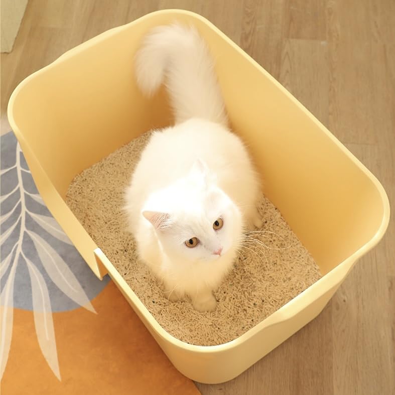Extra Large Litter Box with High Sides 24.60" Lx16.92 Wx12.99 H, Yellow T623409