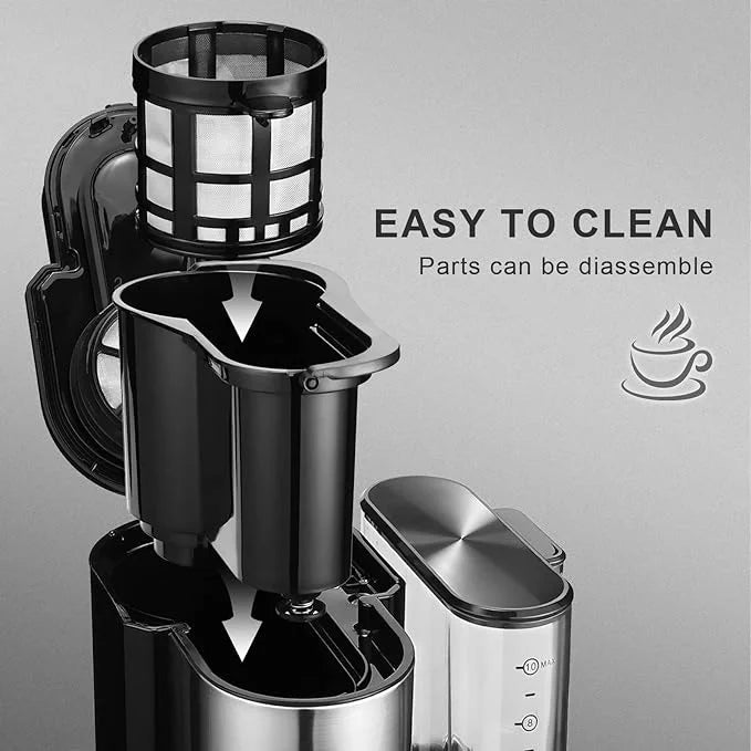 Pre-Owned 10 Cups Coffee Maker Grinder Removable Reservoir Silver U1742