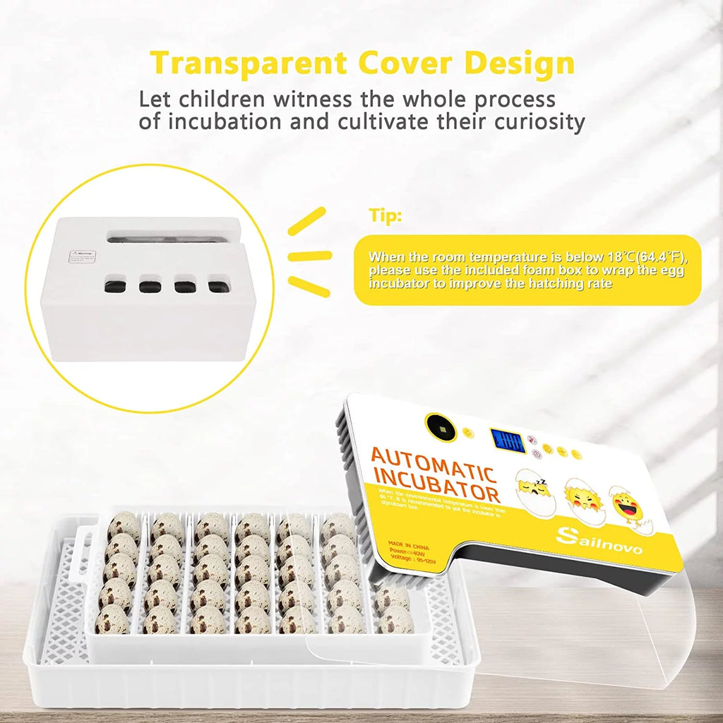 12-24 Eggs Incubator with Automatic Egg Turning and Temperature Control W98065