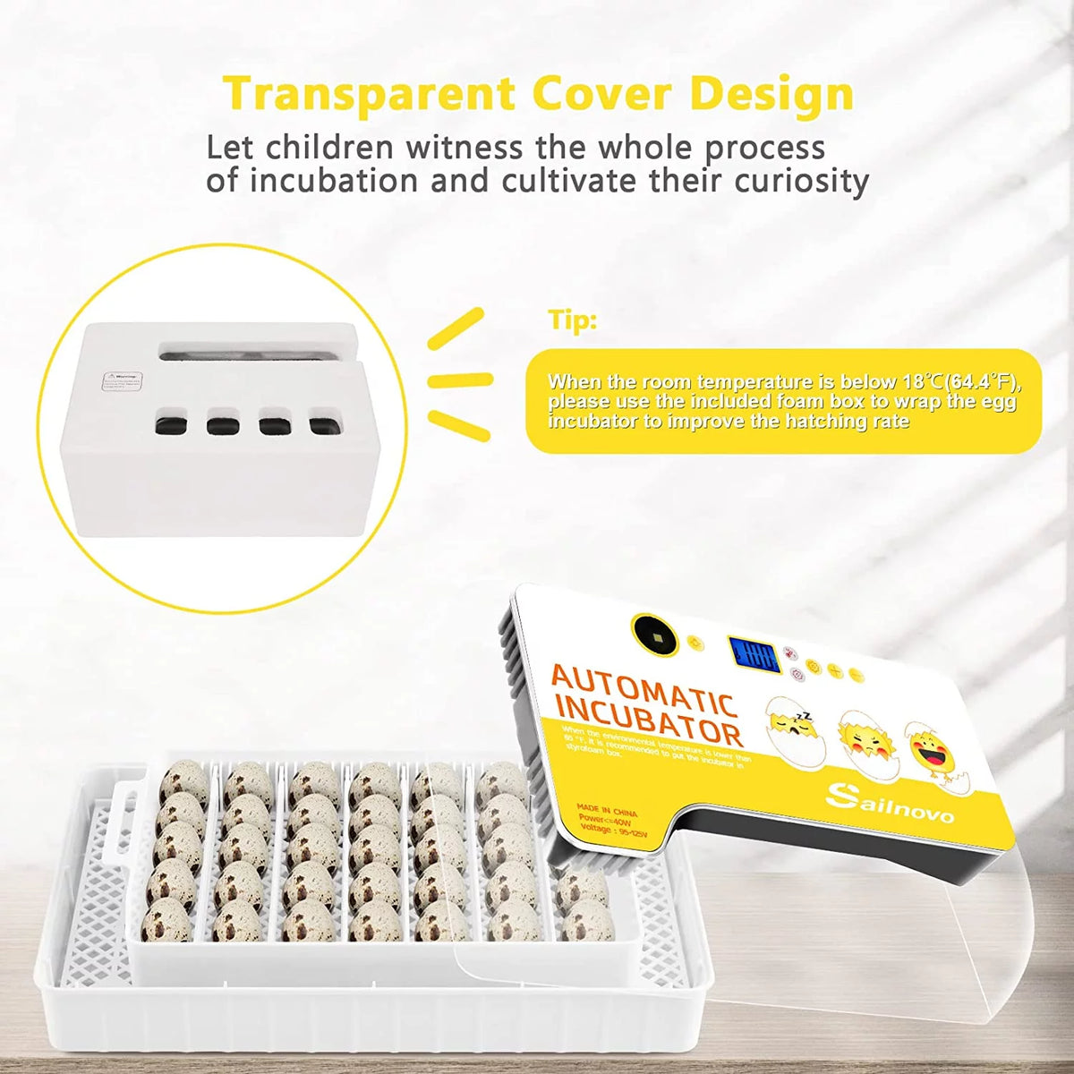 12-24 Eggs Incubator with Automatic Egg Turning and Temperature Control W98065