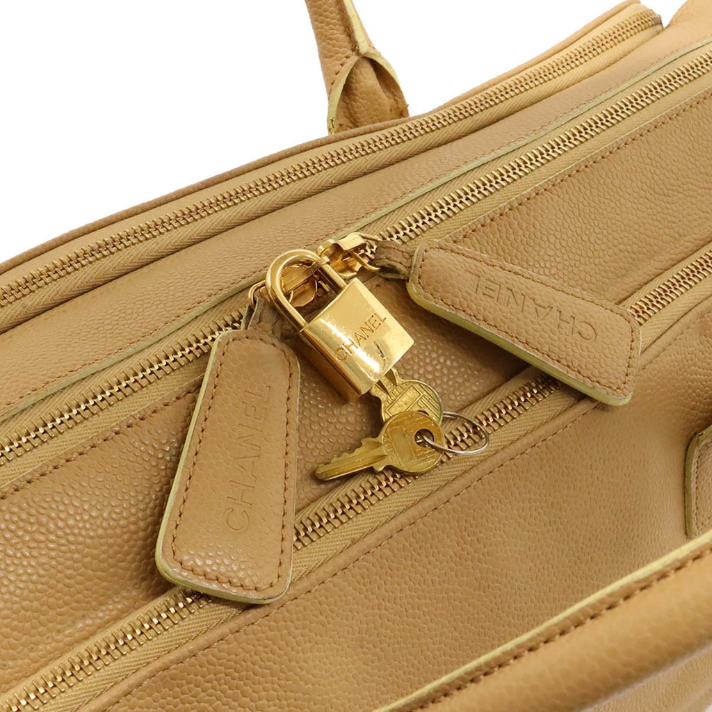 Pre-Owned Beige Caviar Skin Tote Bag J157