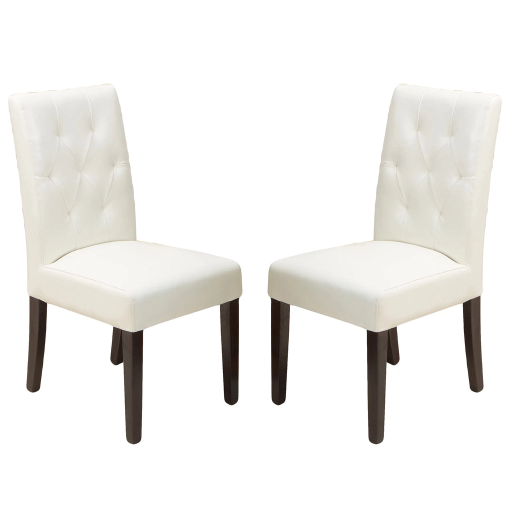 Ivory Bonded Leather Dining Chair Set of 2 Q188