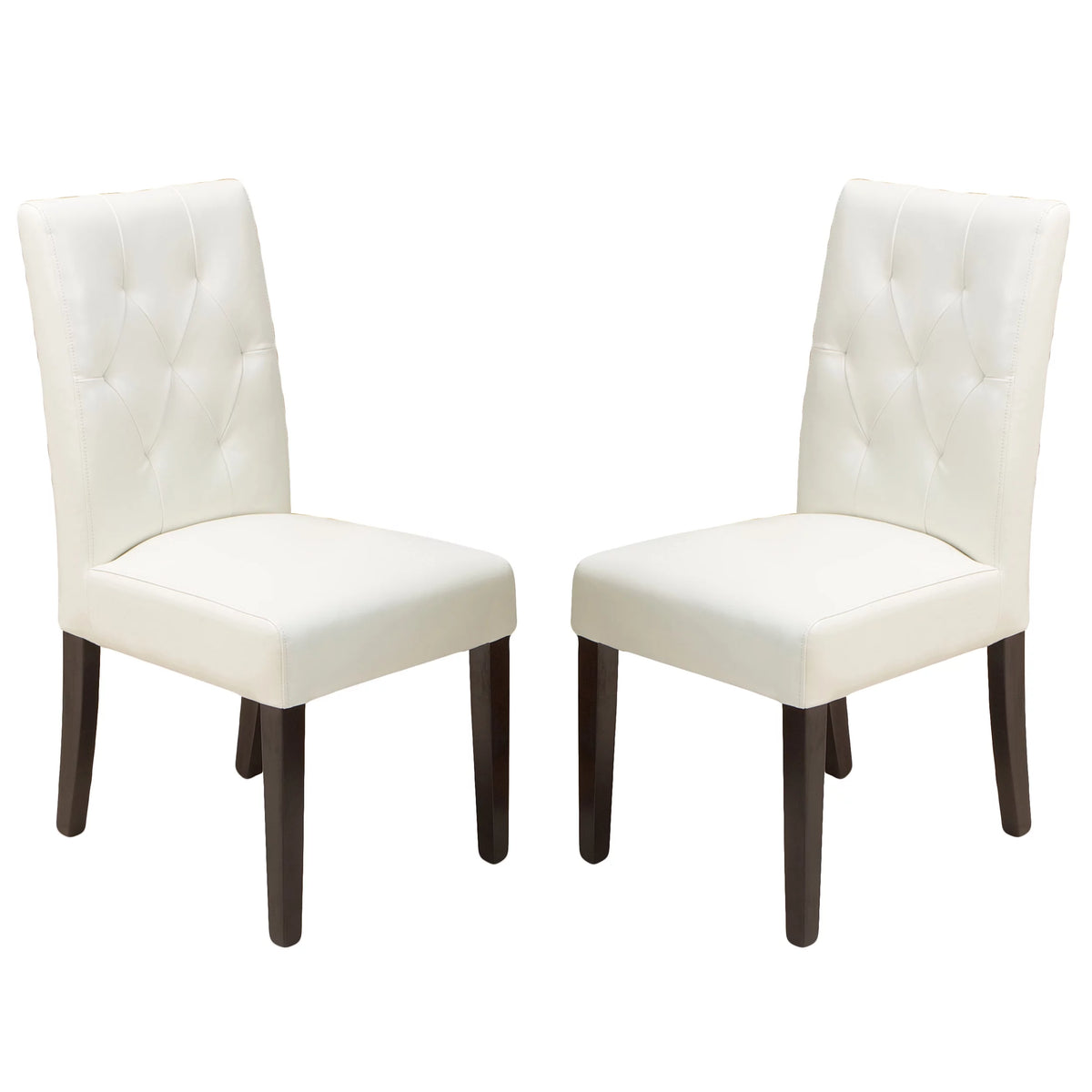 Ivory Bonded Leather Dining Chair Set of 2 Q188