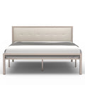 Queen Size Steel Platform Bed Frame with Fabric Headboard X38476