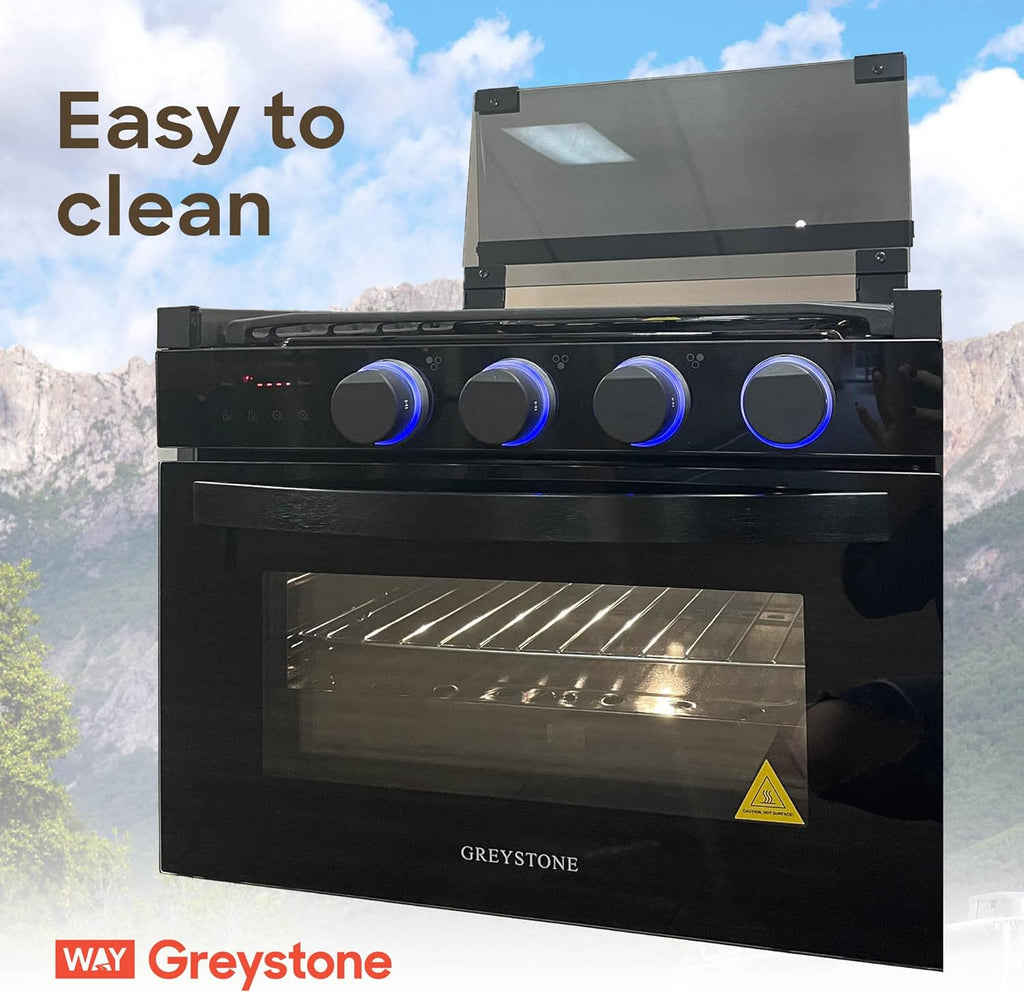 17 Inch 3 Burners Black RV Gas Range Stove and Oven Combo Y775240