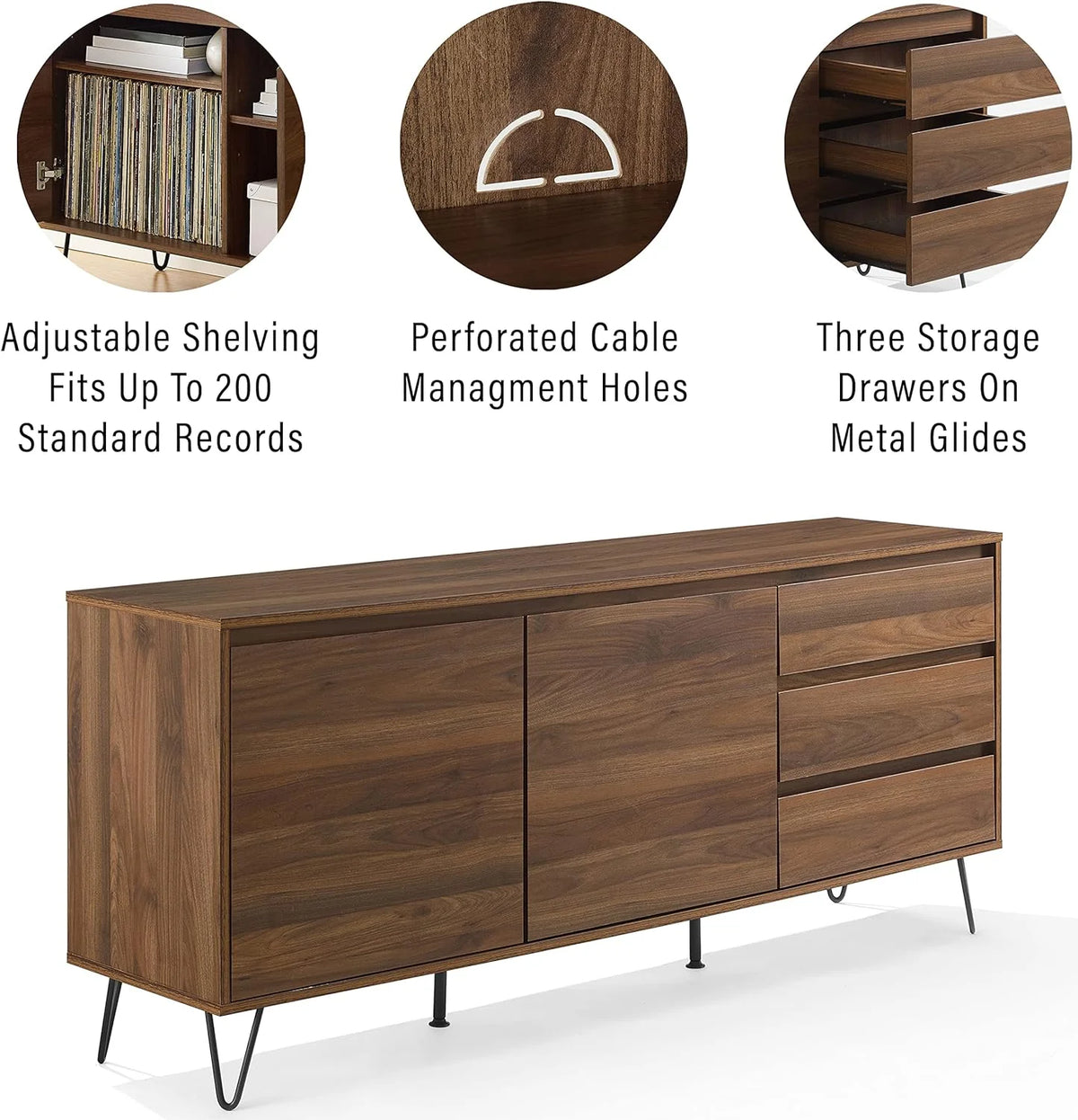 Brown Oak Record Storage Sideboard C8095
