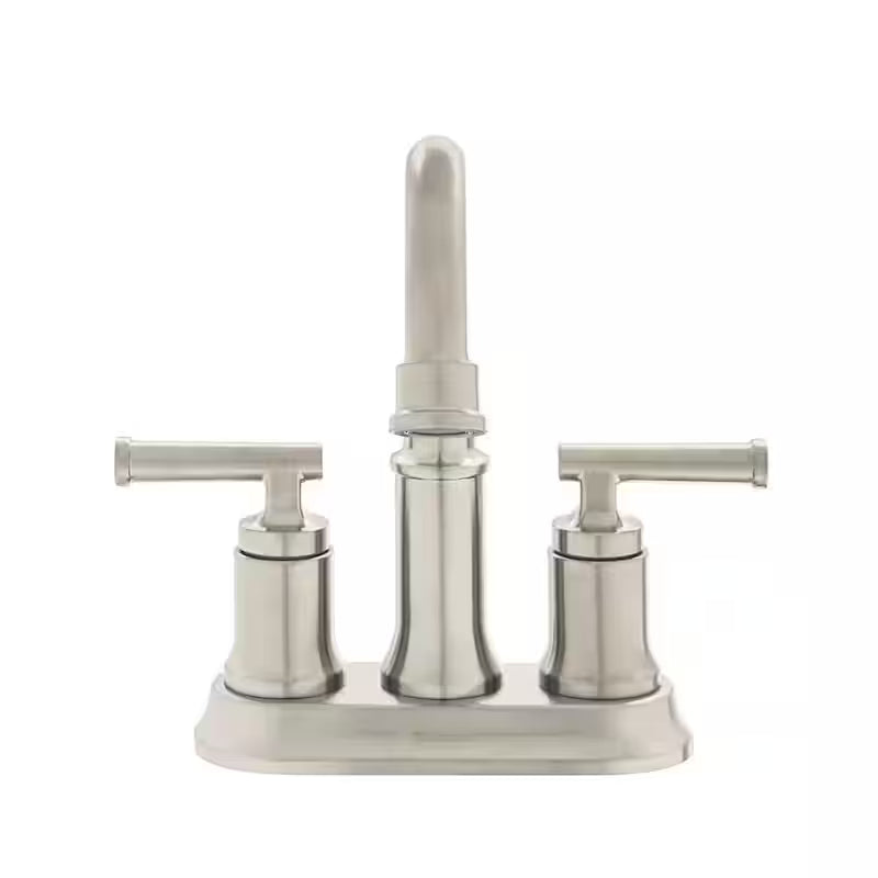4 in. Centerset Double-Handle High-Arc Bathroom Faucet Brushed Nickel 2-Pack D65047