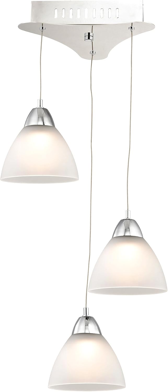 3 Light LED Pendant with White Glass, Chrome K900