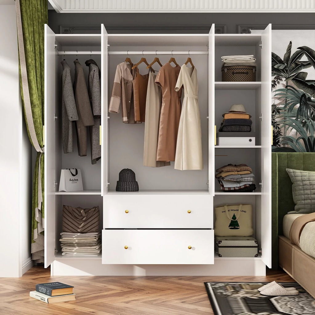 White Wooden Armoire with Mirror I828