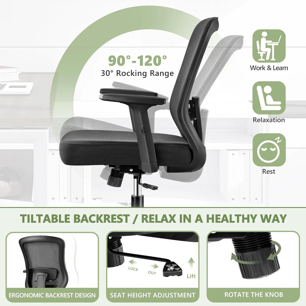 Black Ergonomic Mesh Office Chair with Lumbar Support I115