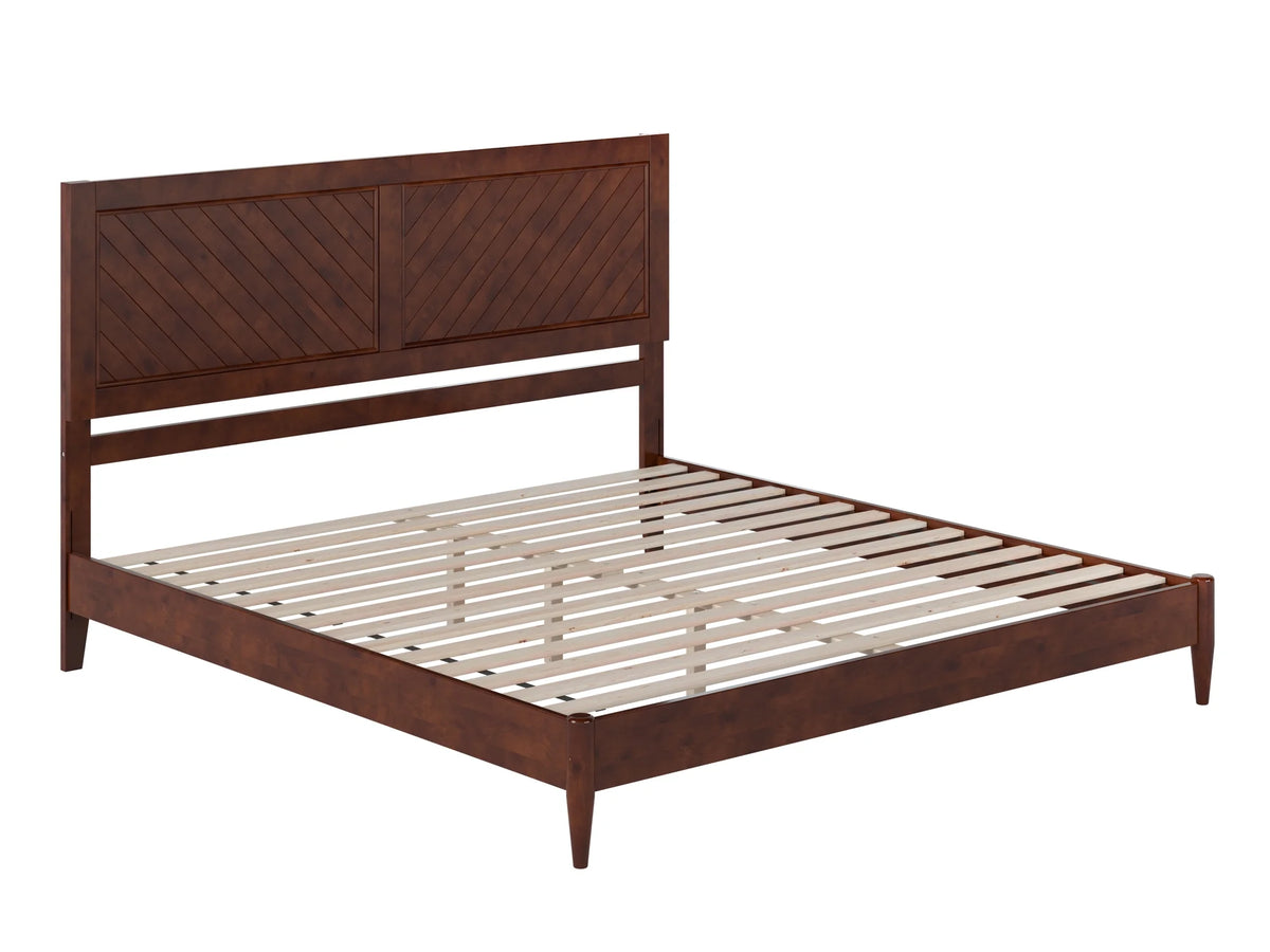 King Solid Wood Low Profile Platform Bed, Walnut A185