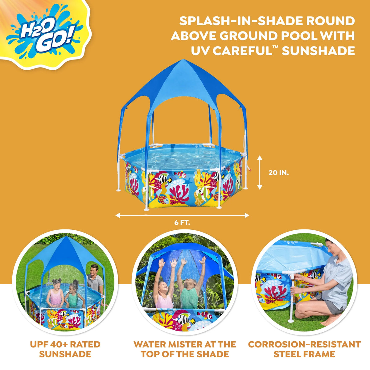 6' x 20 Round Above Ground Swimming Pool with Canopy A1692