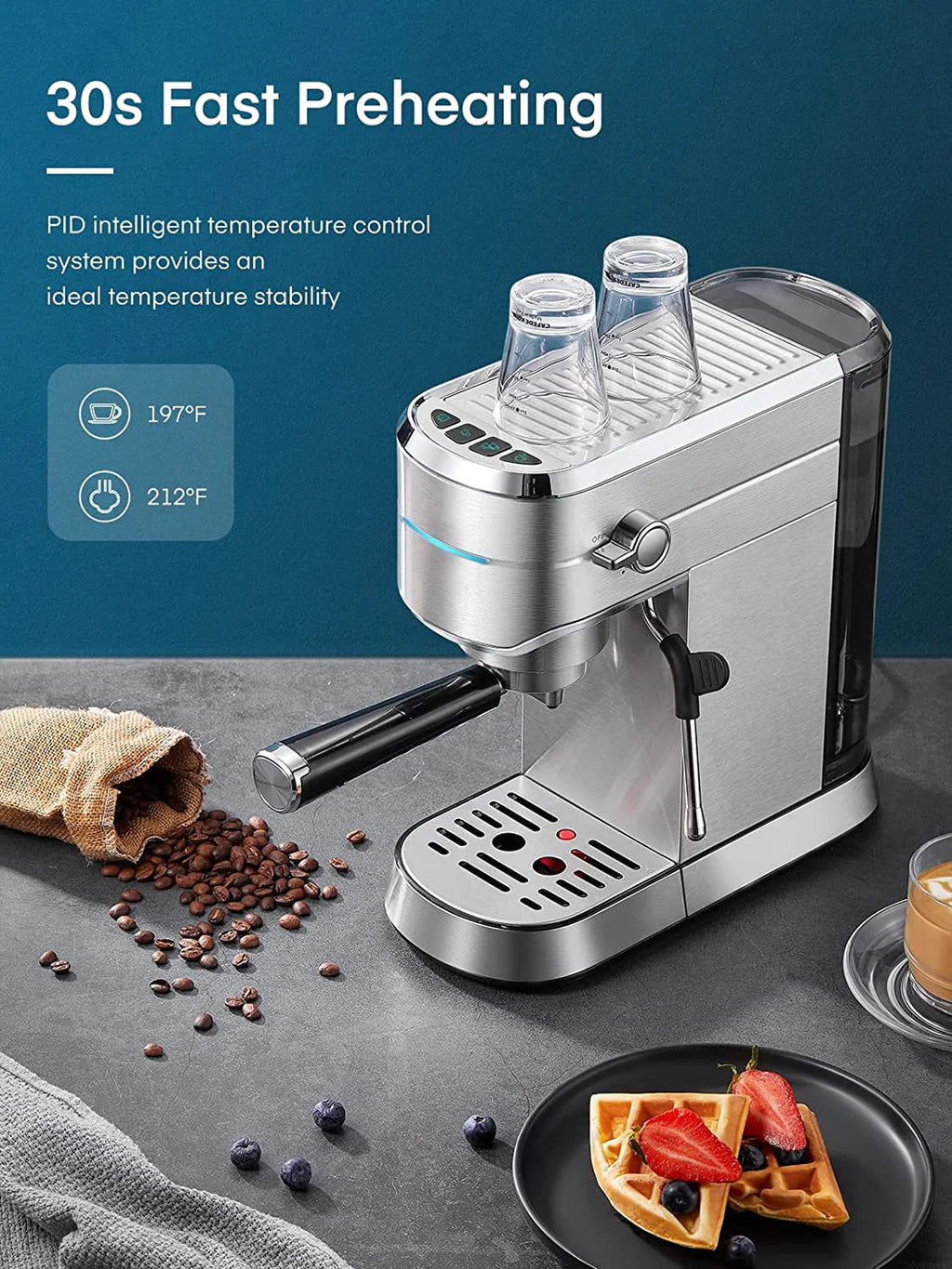 20 Bar Stainless Steel Espresso and Cappuccino Maker with Milk Frother A71047